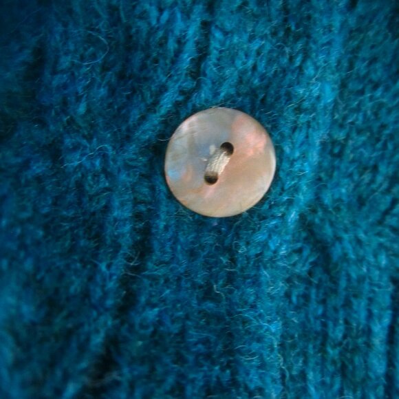 New Appleseeds Womens S Heather Teal Blue Purple Wool Long Sleeve Cable Cardigan - Picture 4 of 10